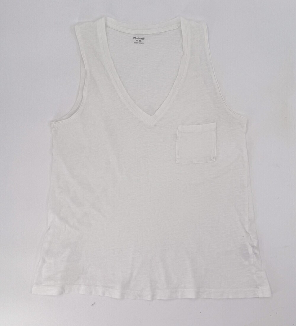 Madewell Shirt Womens Extra Small White T-Shirt Pullover V-neck Sleeveles